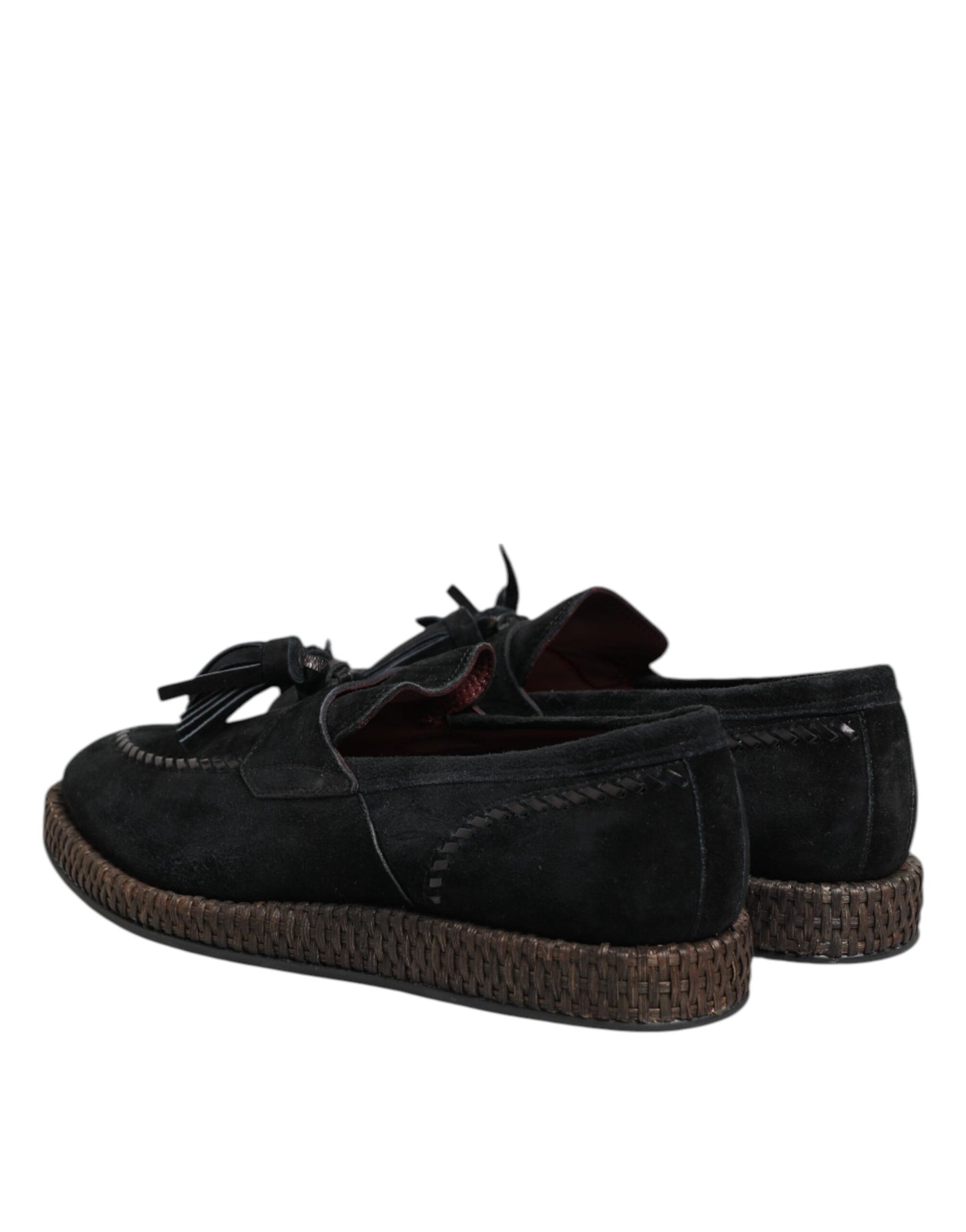 Dolce & Gabbana Black Suede Tassel Embellished Loafers