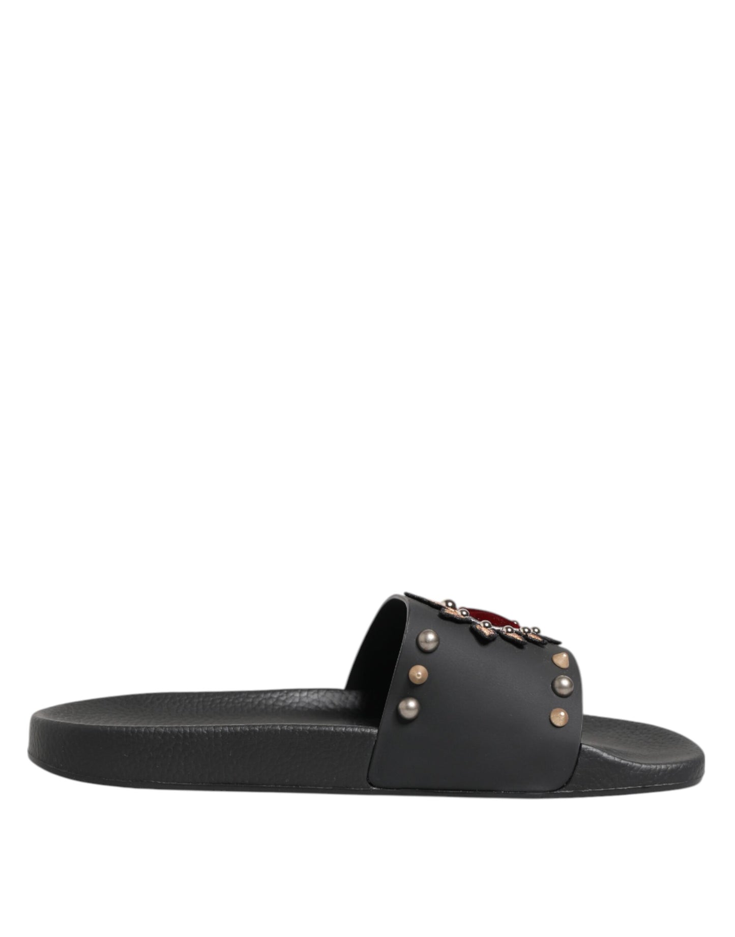 Dolce & Gabbana Black Rubber Sacred Heart Slides