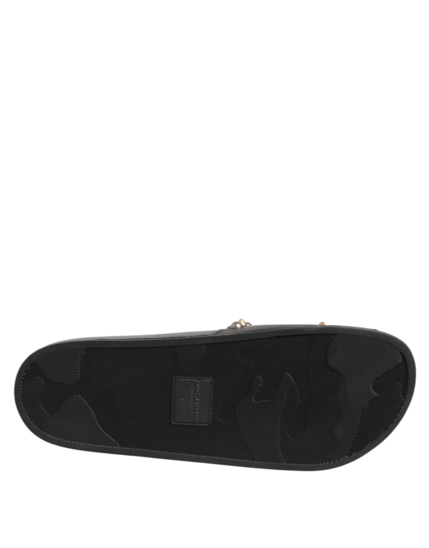 Dolce & Gabbana Black Rubber Sacred Heart Slides