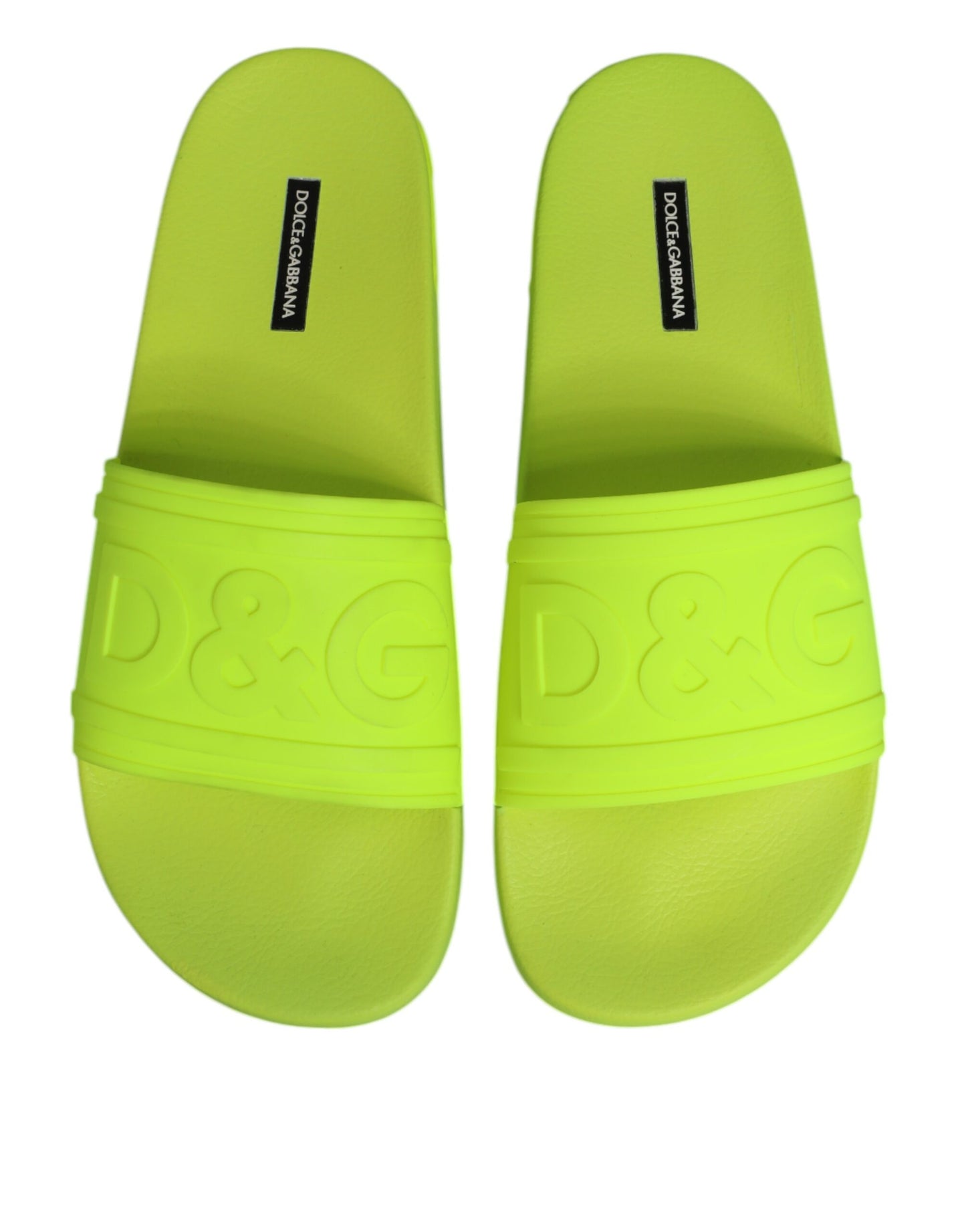 Dolce & Gabbana Neon Green Rubber Slides Sandals
