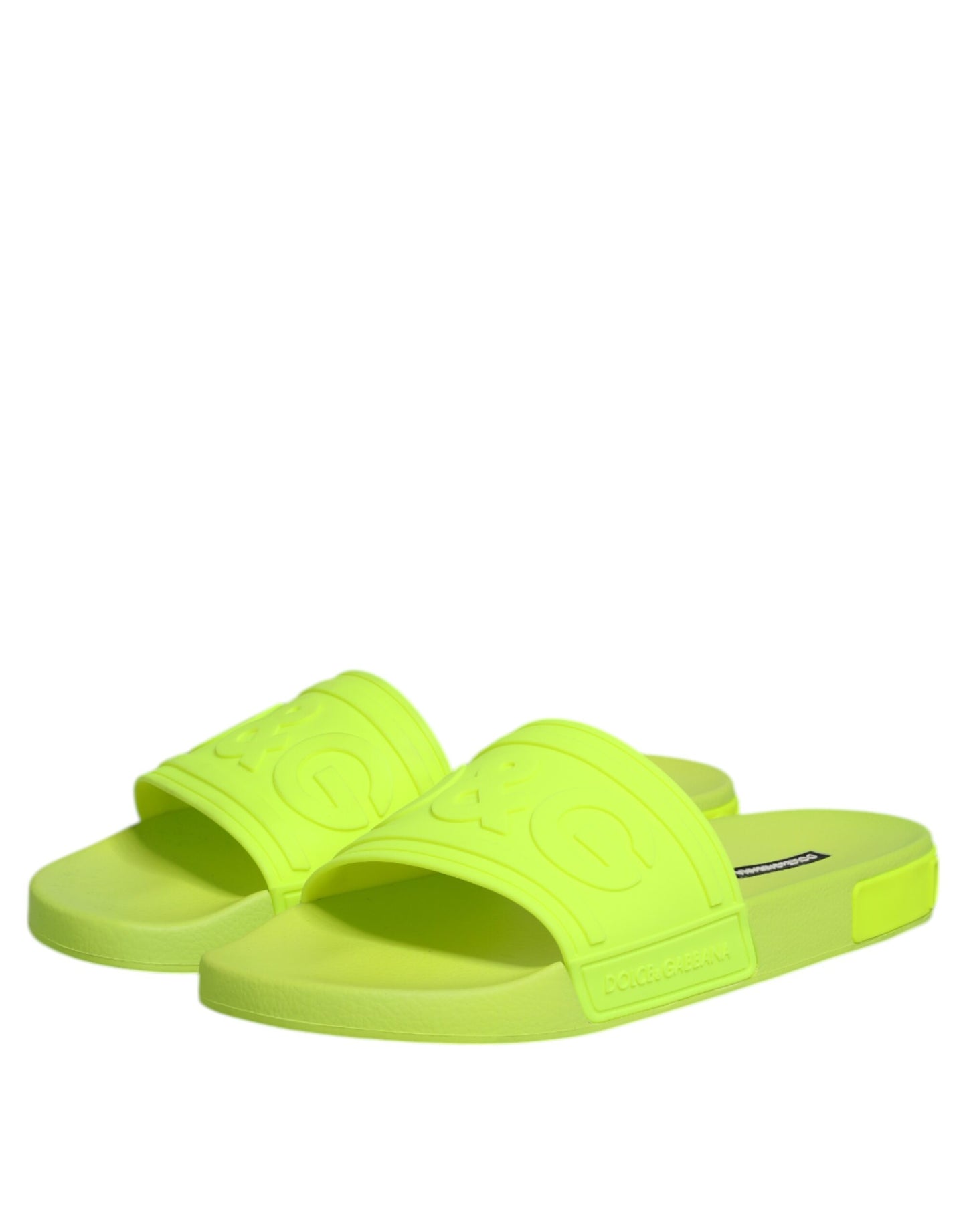 Dolce & Gabbana Neon Green Rubber Slides Sandals