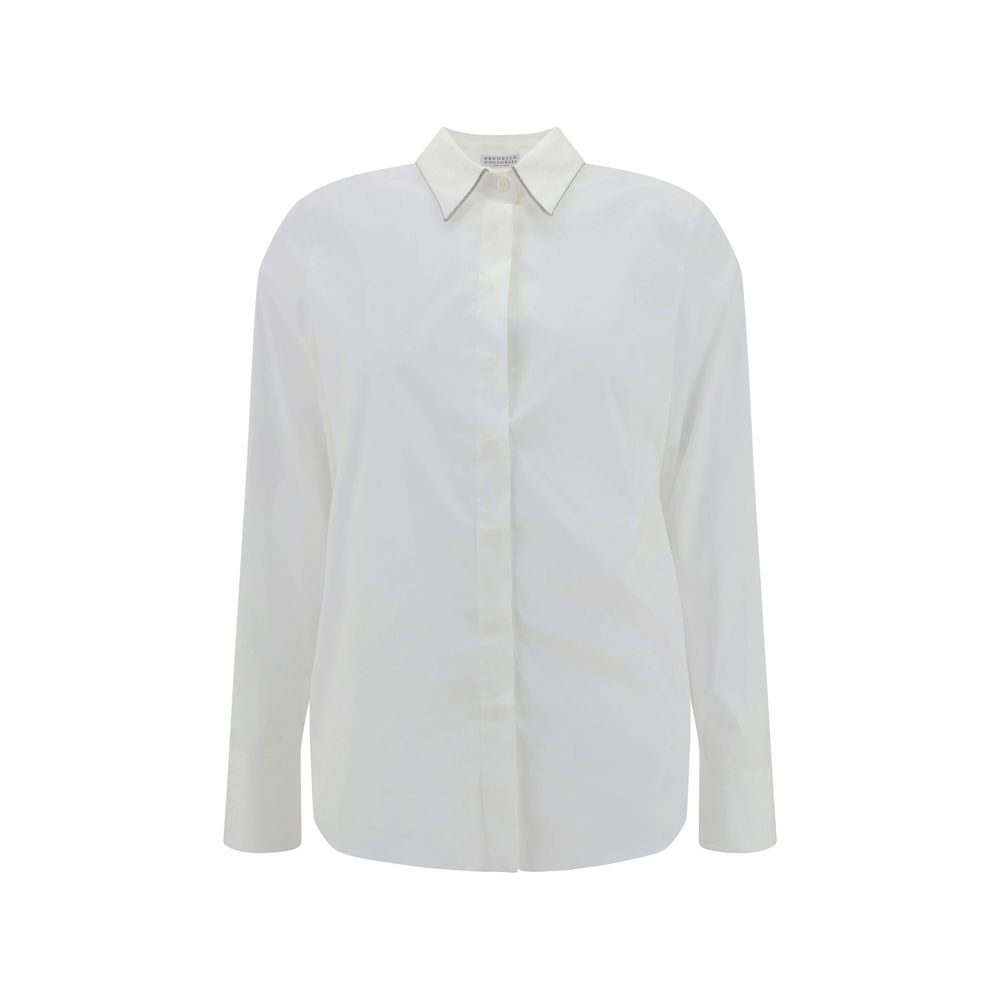 Brunello Cucinelli Cotton Shirt with Iconic Jewelry Details