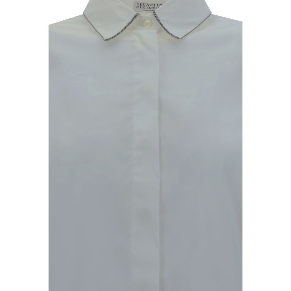 Brunello Cucinelli Cotton Shirt with Iconic Jewelry Details