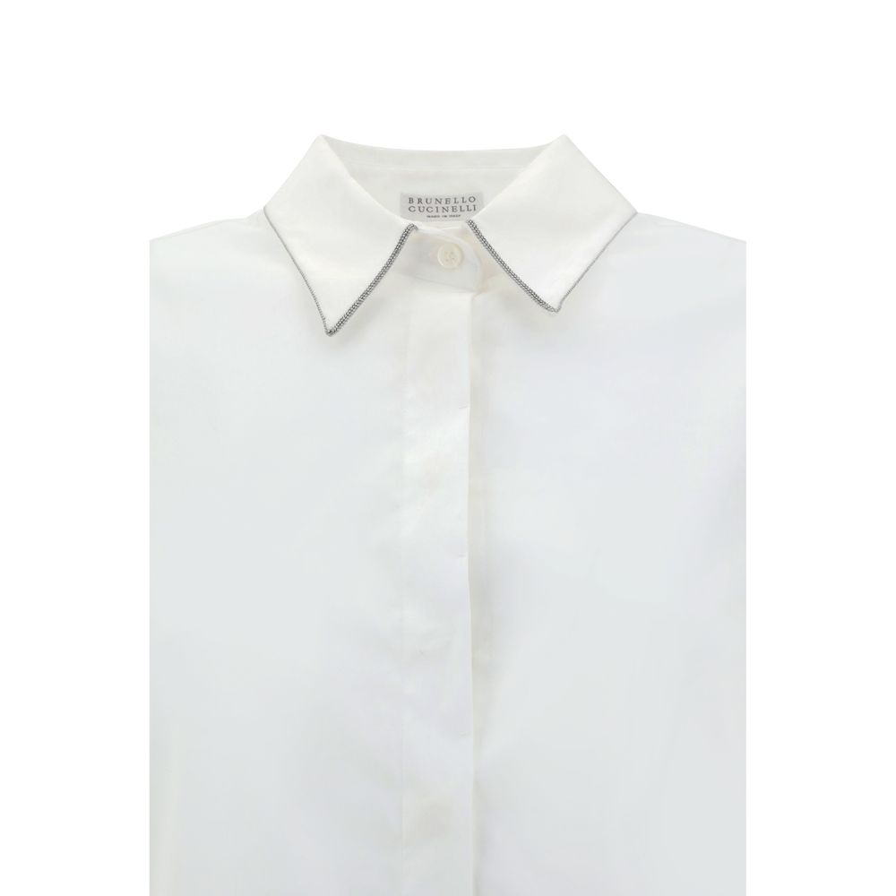 Brunello Cucinelli Cotton Shirt with Iconic Jewelry Details