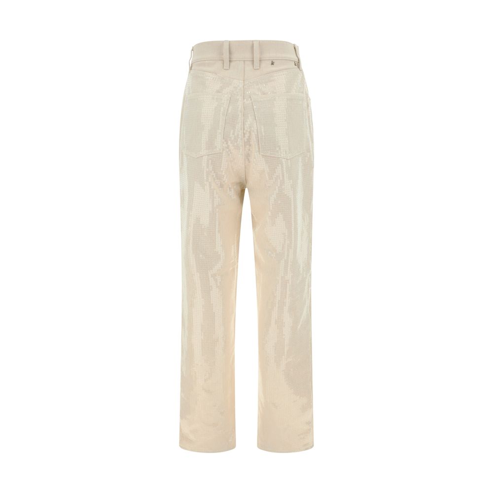 Golden Goose Cotton Denim Pants with Sequins