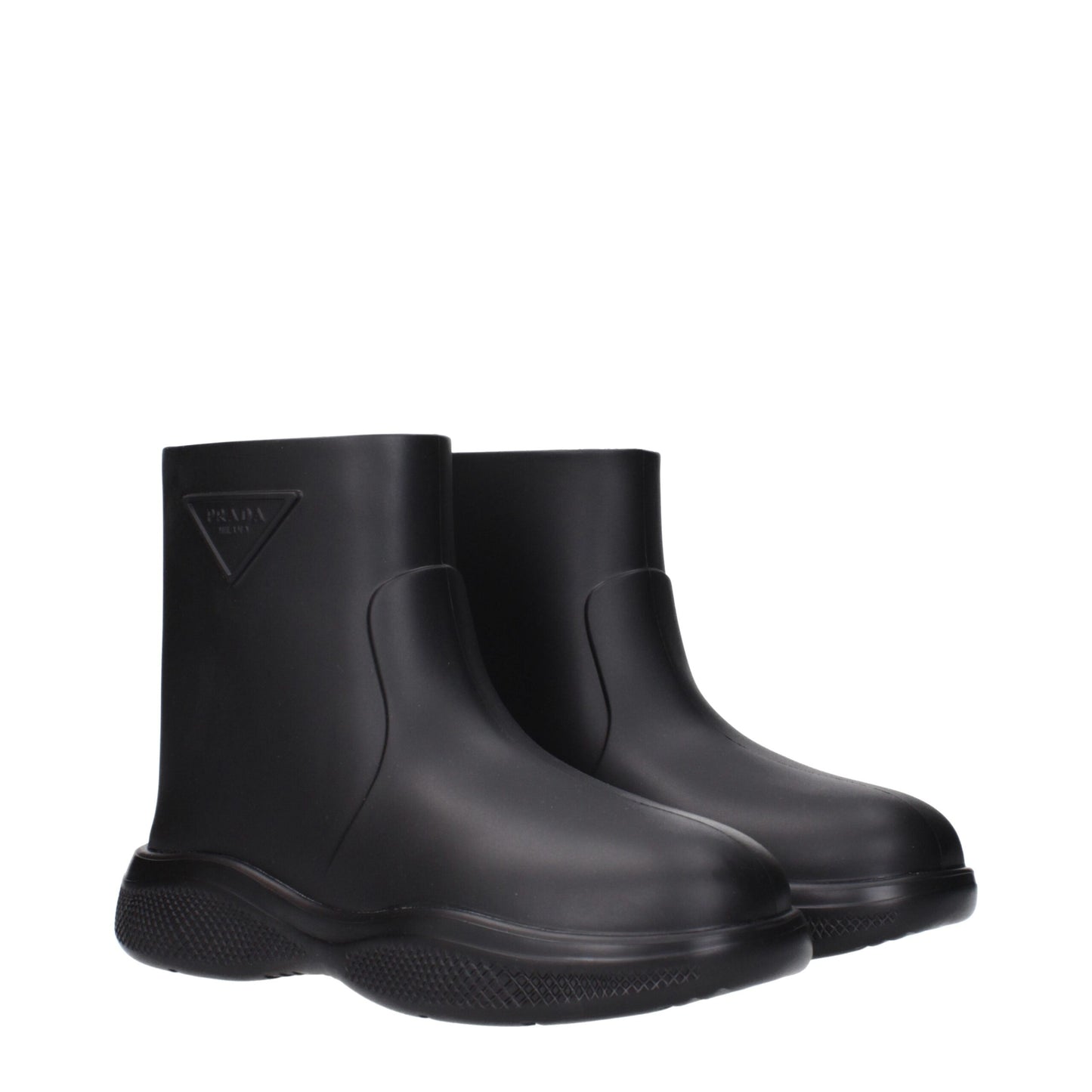 Prada Black Rubber Rain Ankle Boots