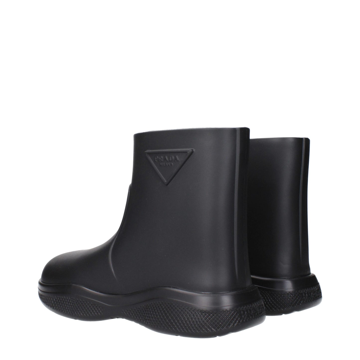 Prada Black Rubber Rain Ankle Boots