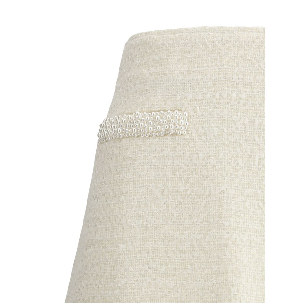 Self-Portrait Pearls Bouclé Miniskirt
