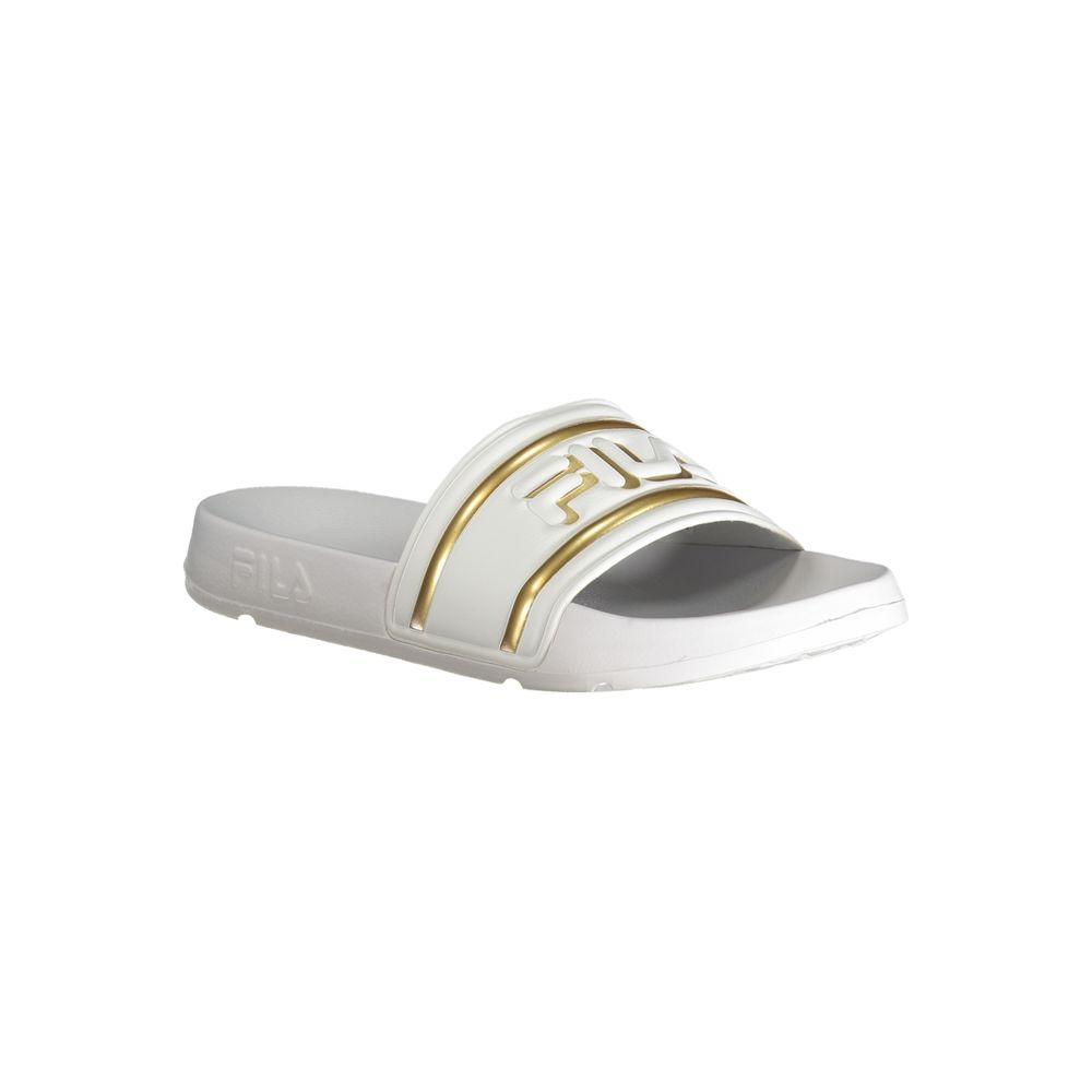 Fila White Polyethylene Sandal - Morro Bay Logo with Gold Detailing