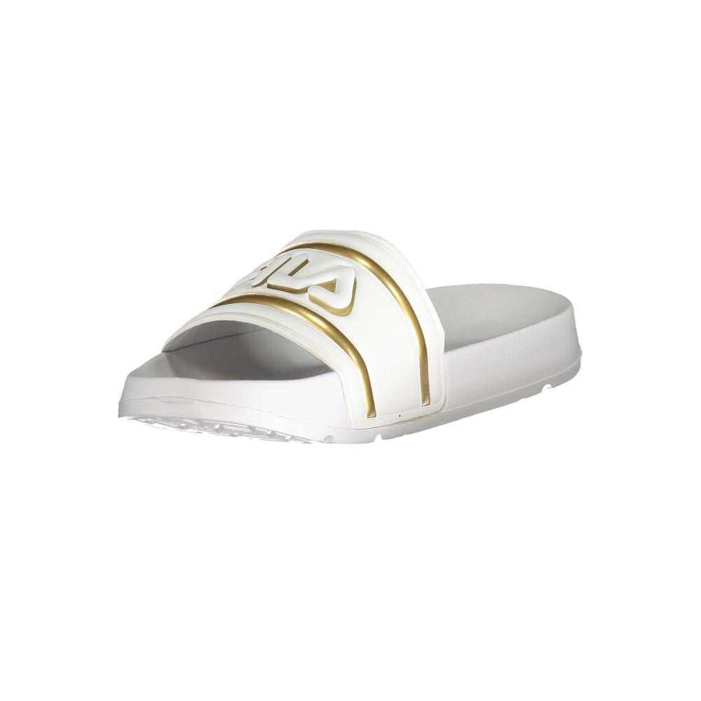 Fila White Polyethylene Sandal - Morro Bay Logo with Gold Detailing