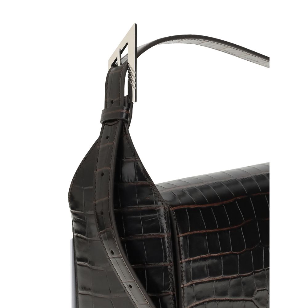 The Attico 7/7 Shoulder Bag - Coffee Croc Print Leather