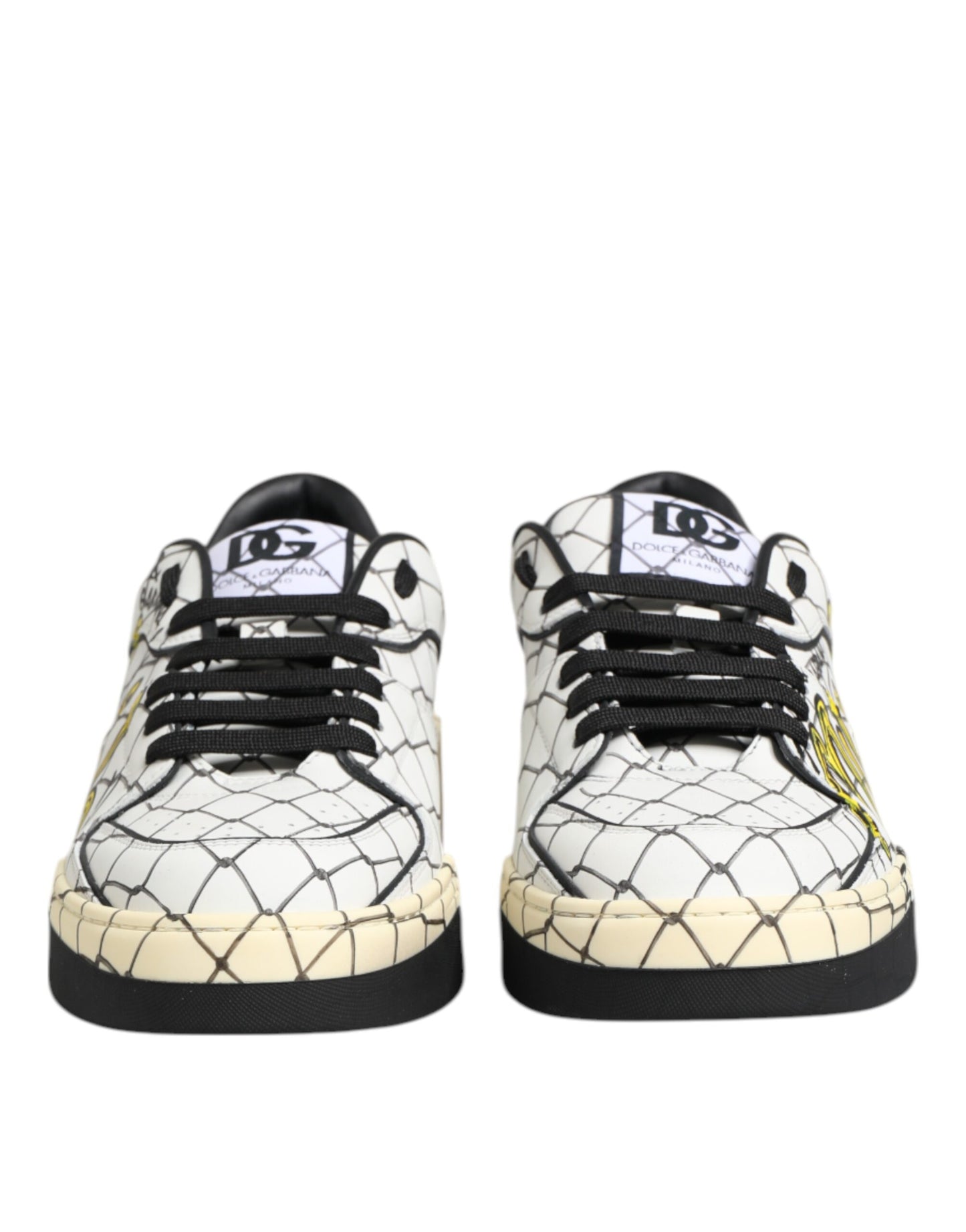 Dolce & Gabbana White Logo Print Low Top Sneakers for Men
