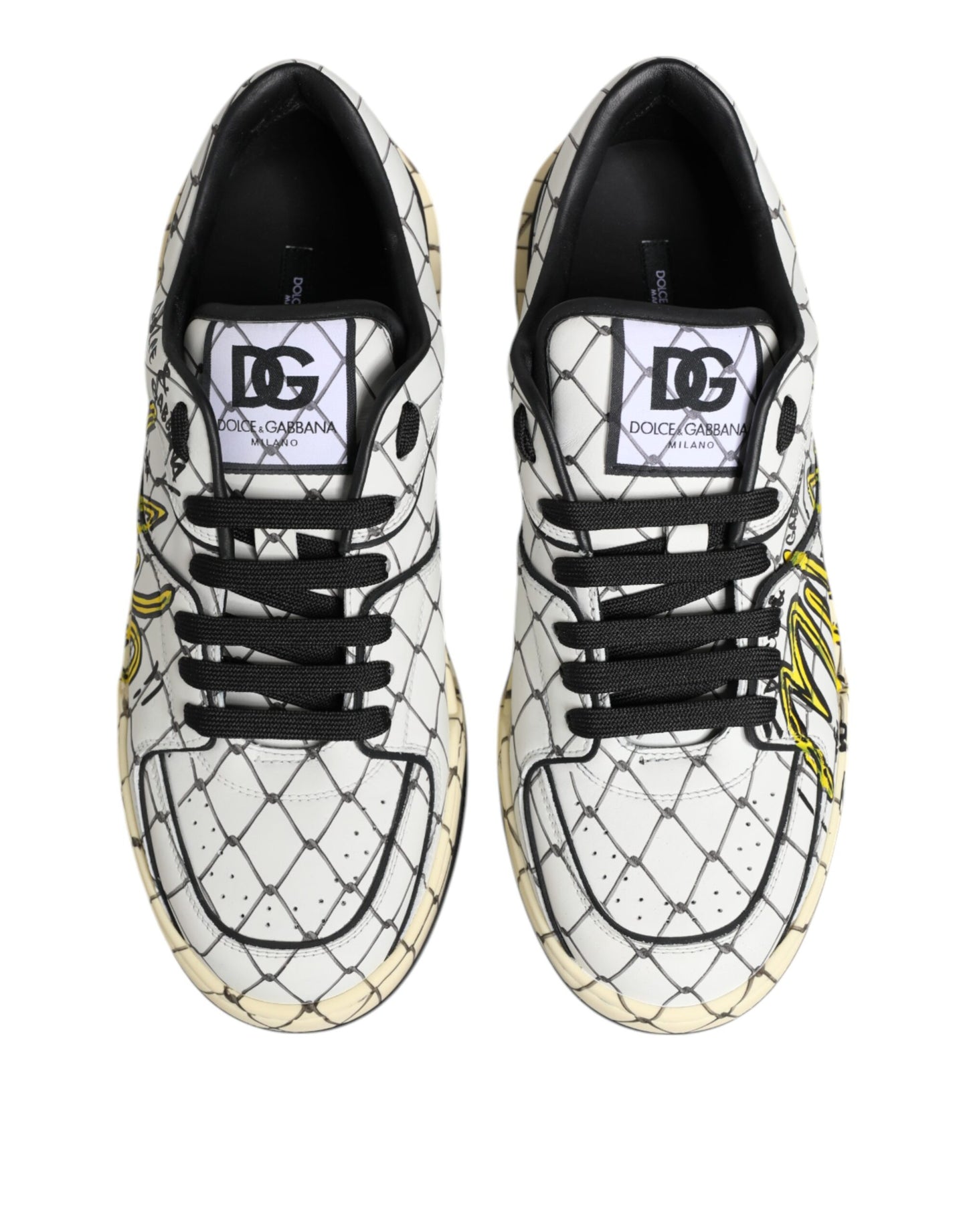 Dolce & Gabbana White Logo Print Low Top Sneakers for Men