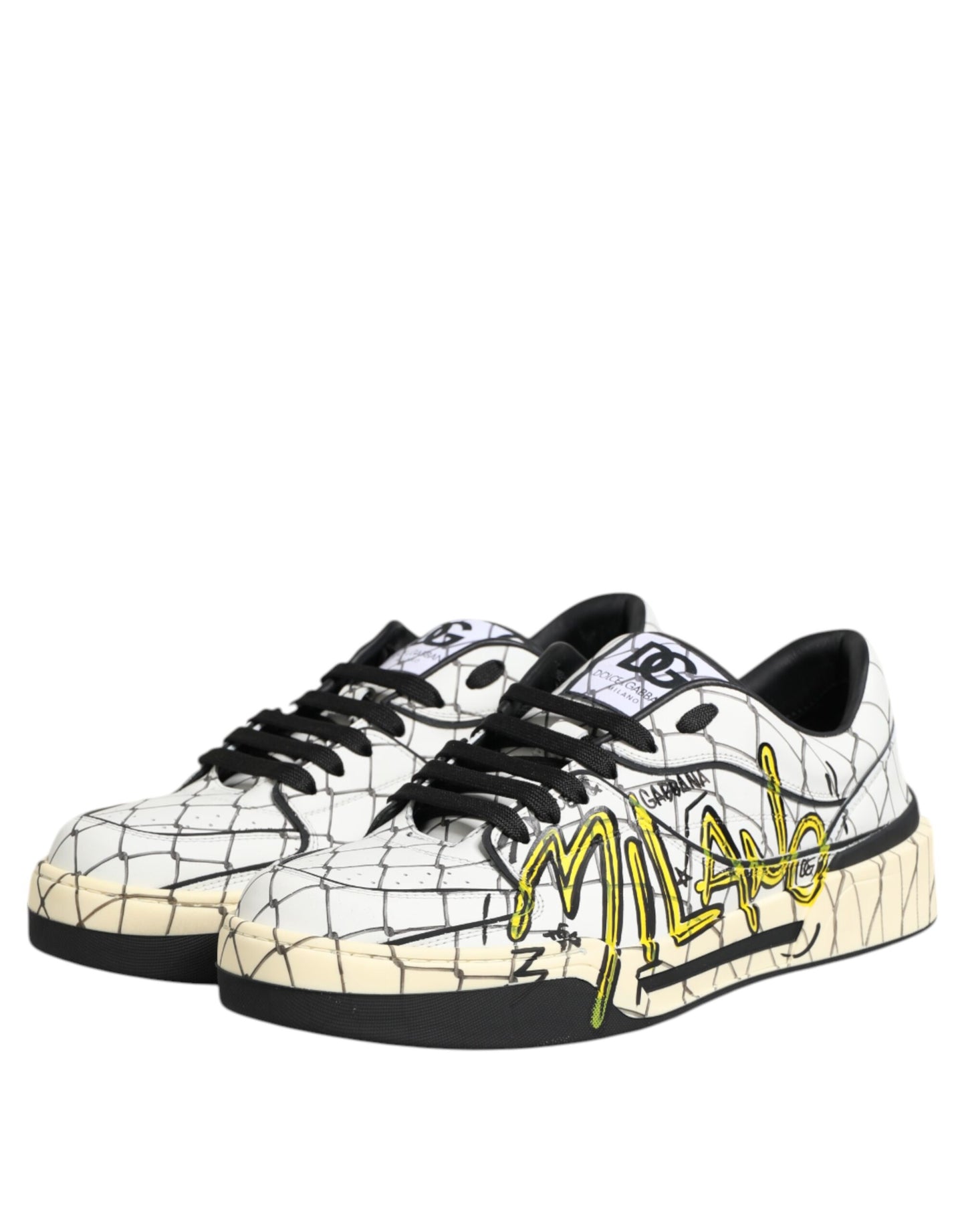 Dolce & Gabbana White Logo Print Low Top Sneakers for Men