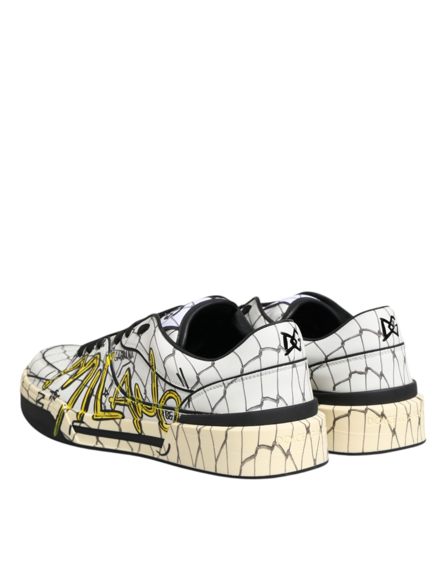 Dolce & Gabbana White Logo Print Low Top Sneakers for Men