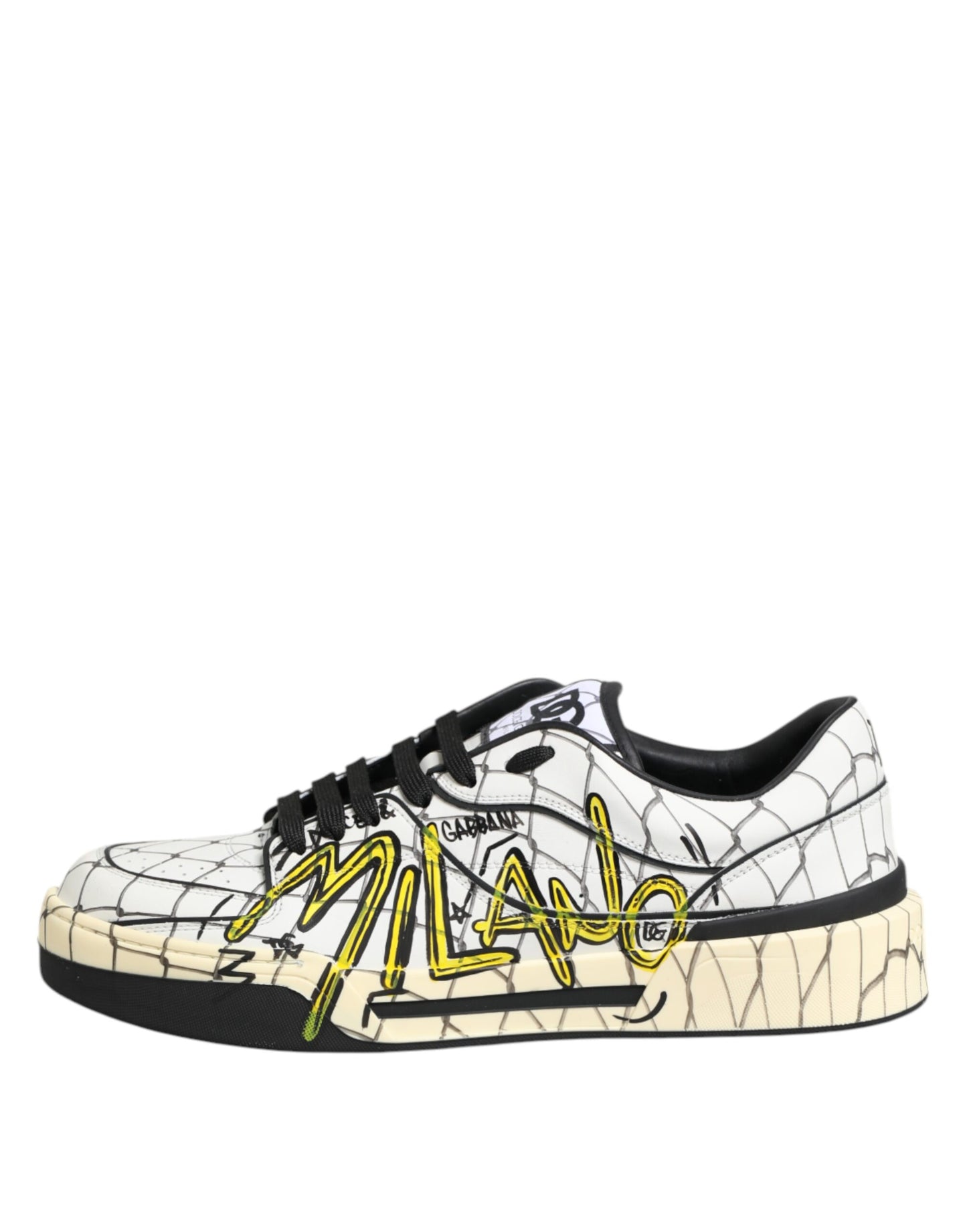Dolce & Gabbana White Logo Print Low Top Sneakers for Men