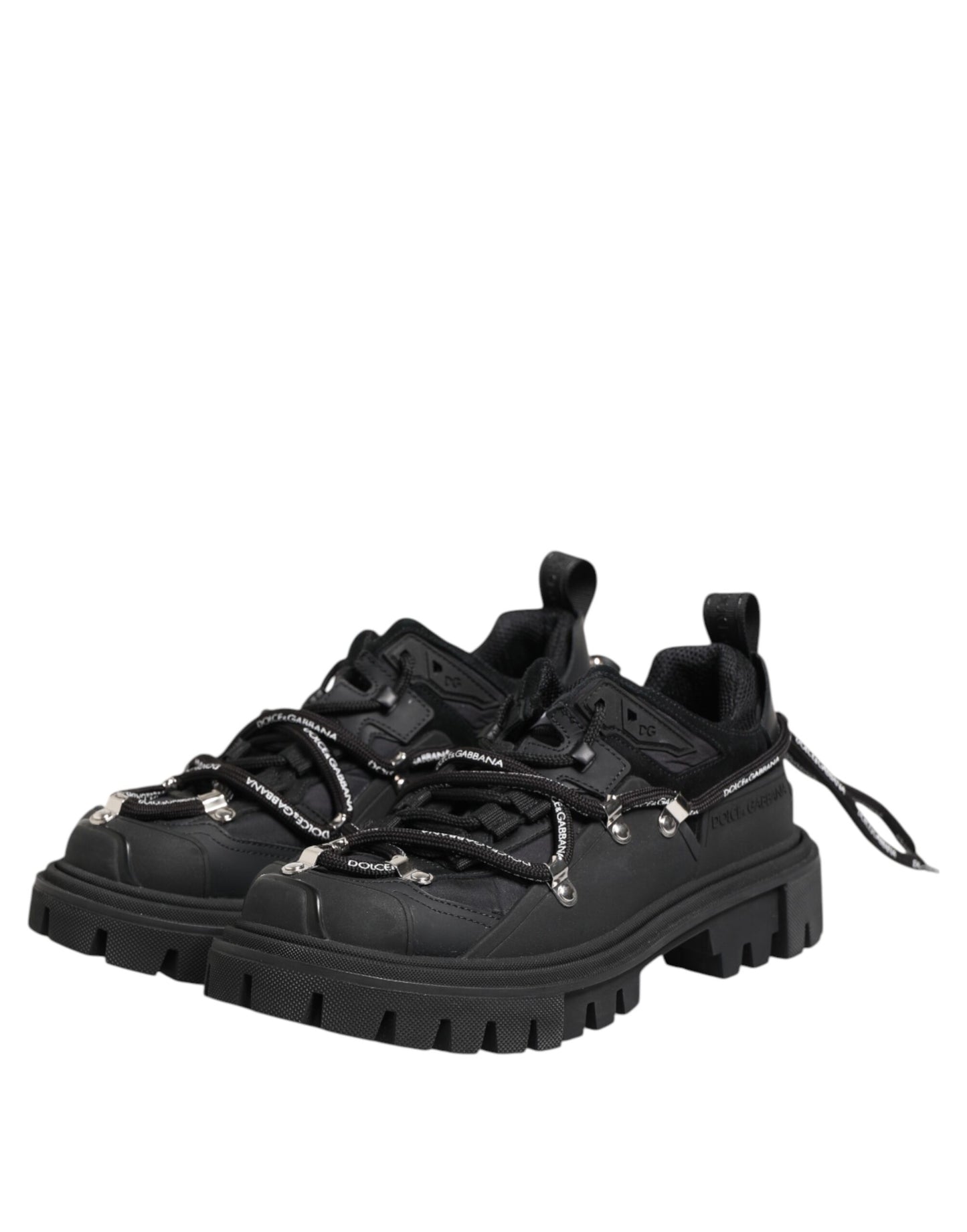 Dolce & Gabbana Black Low Top Lace Up Trekking Sneakers