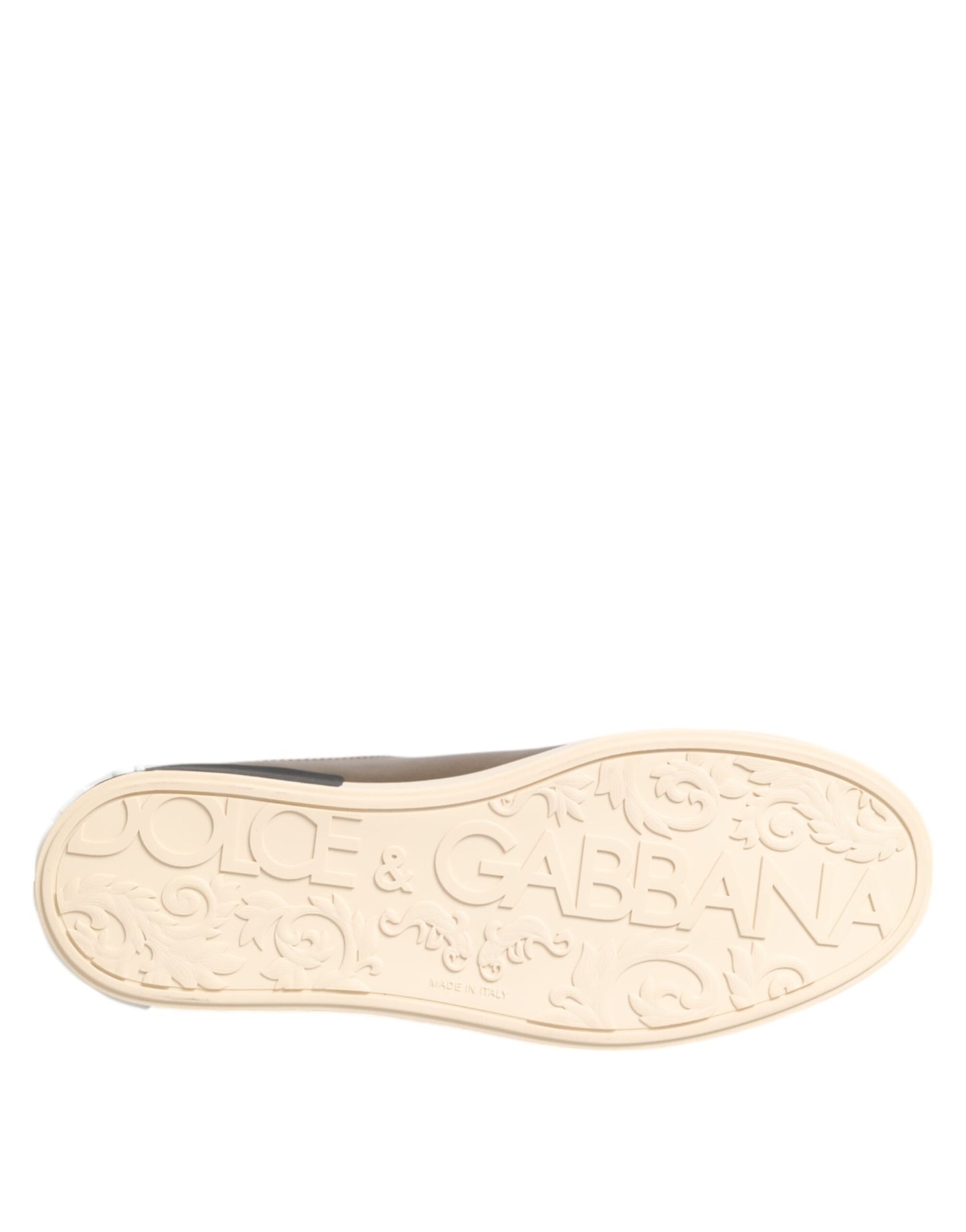 Dolce & Gabbana Gold Portofino Leather Low Top Sneakers