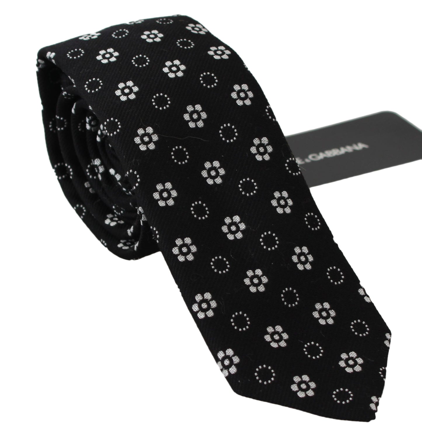 - Elegant Black Floral Silk Necktie