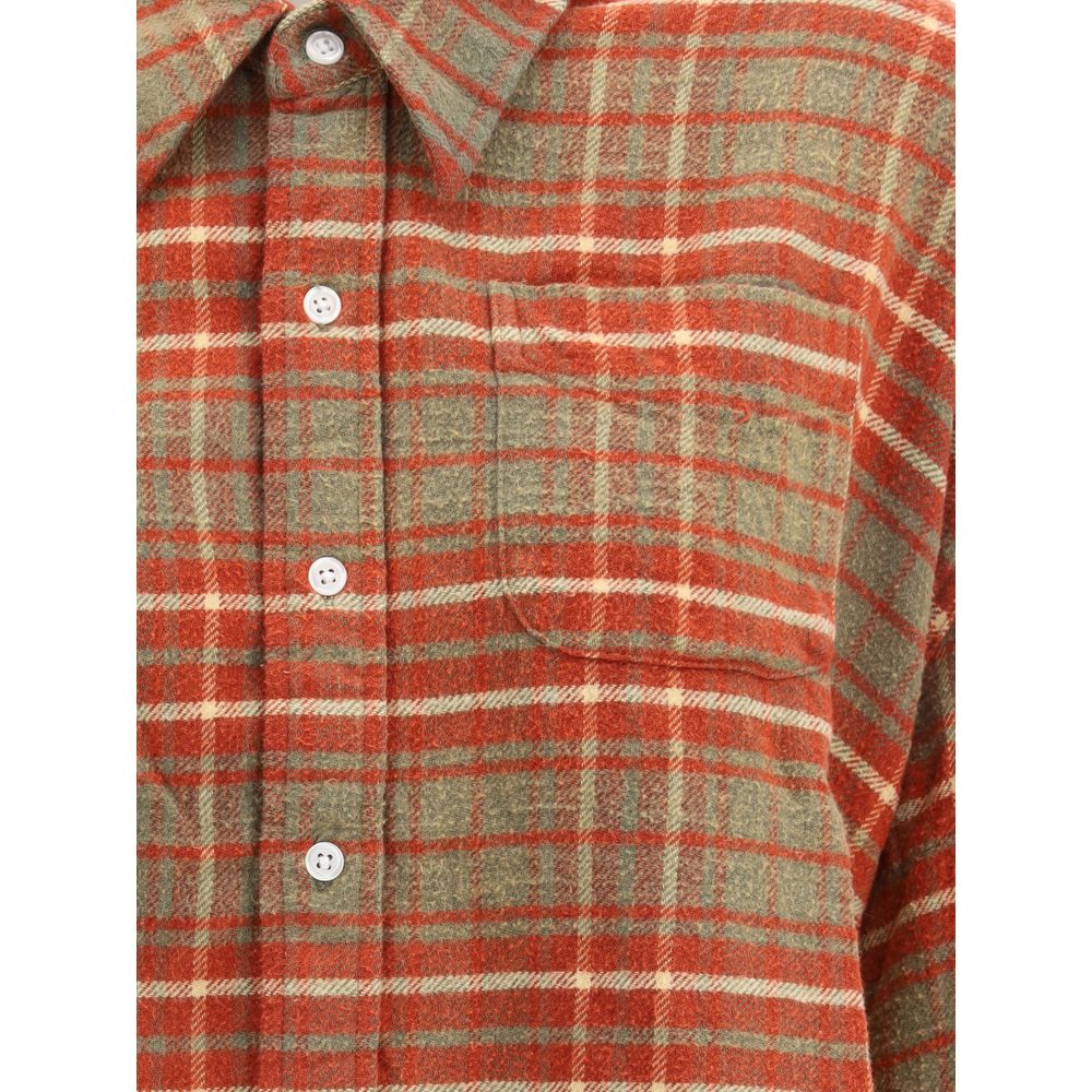 R13 Plaid Shirt with Frayed Hem