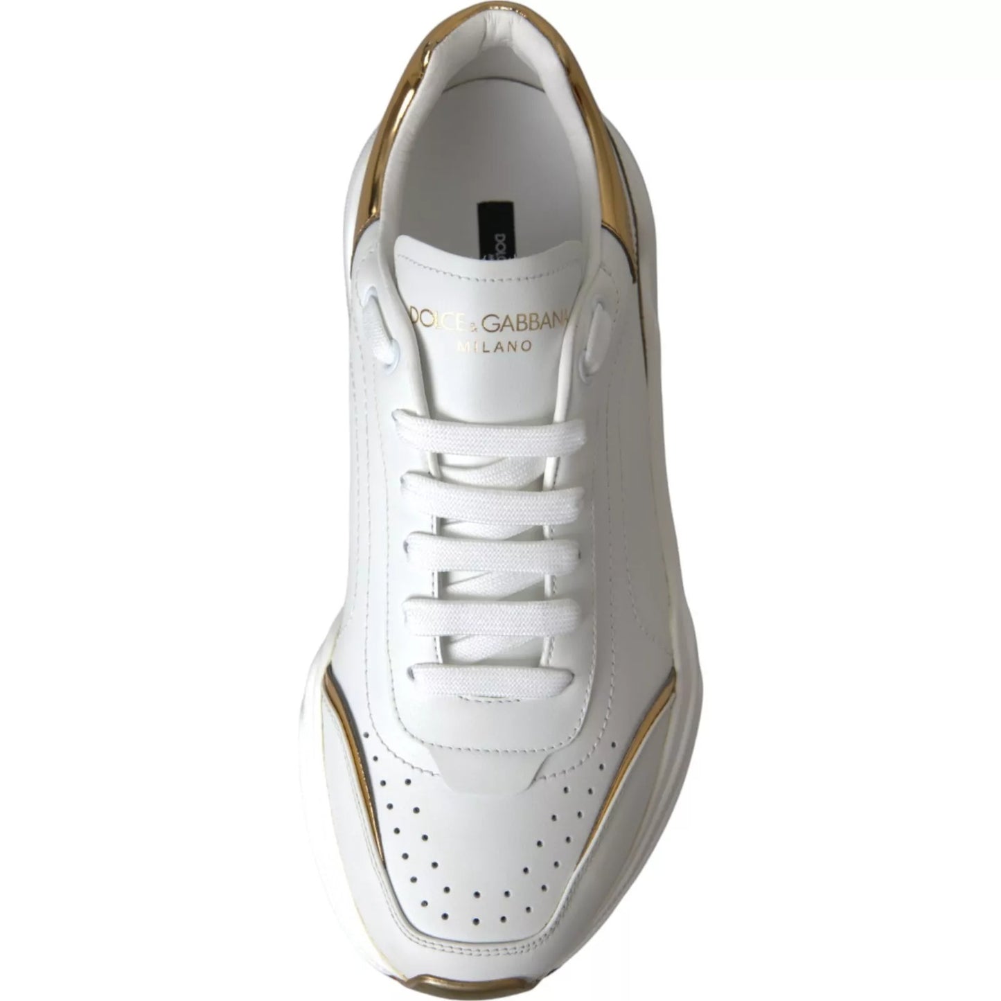 Dolce & Gabbana White Gold DAYMASTER Leather Sneakers