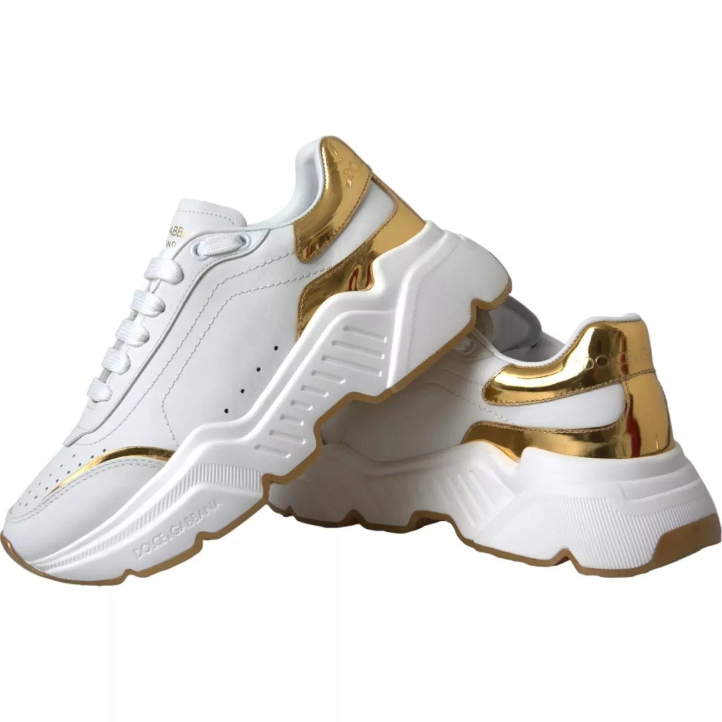 Dolce & Gabbana White Gold DAYMASTER Leather Sneakers