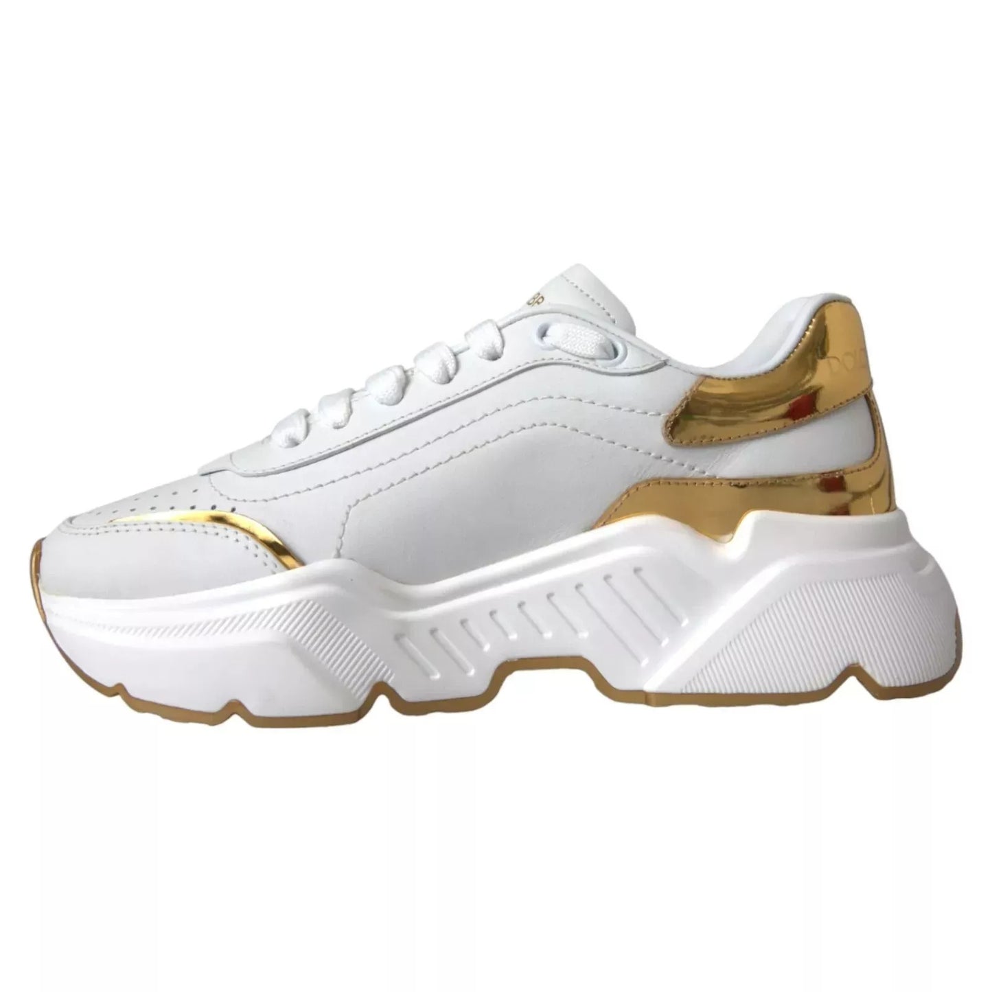 Dolce & Gabbana White Gold DAYMASTER Leather Sneakers