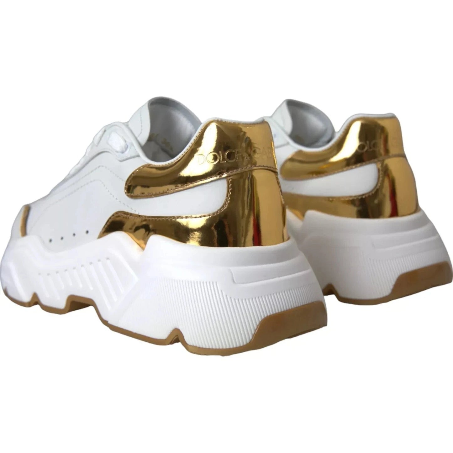 Dolce & Gabbana White Gold DAYMASTER Leather Sneakers