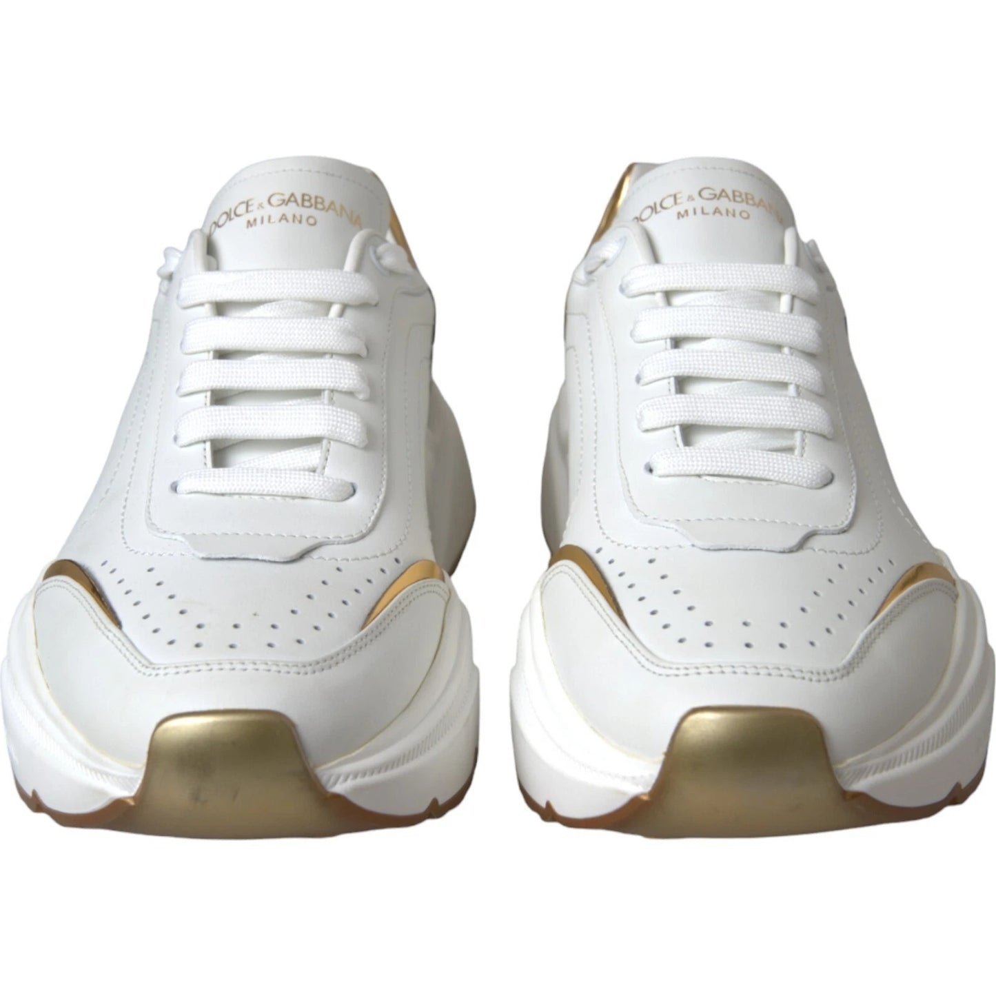 Dolce & Gabbana White Gold DAYMASTER Leather Sneakers