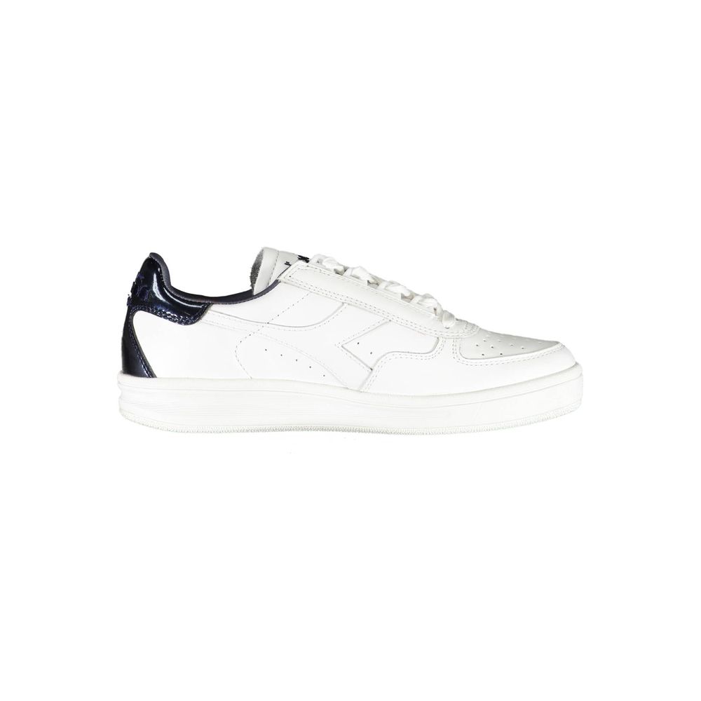Diadora White Fabric Sneaker - Stylish Sports Footwear