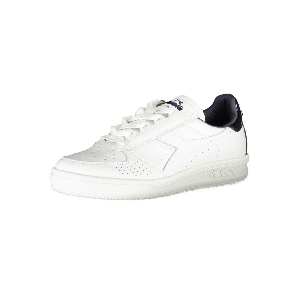 Diadora White Fabric Sneaker - Stylish Sports Footwear