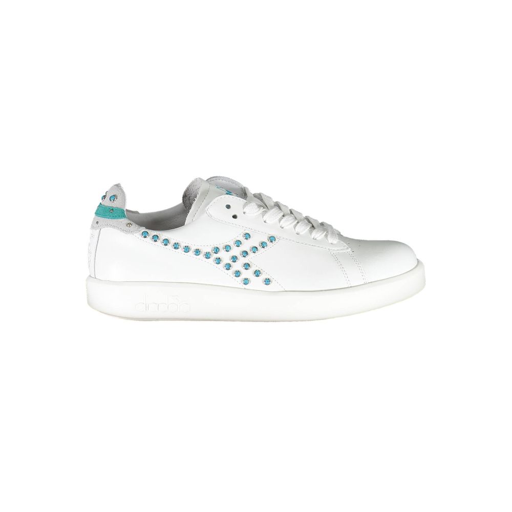 Diadora White Fabric Sneaker - Sports Shoes with Laces