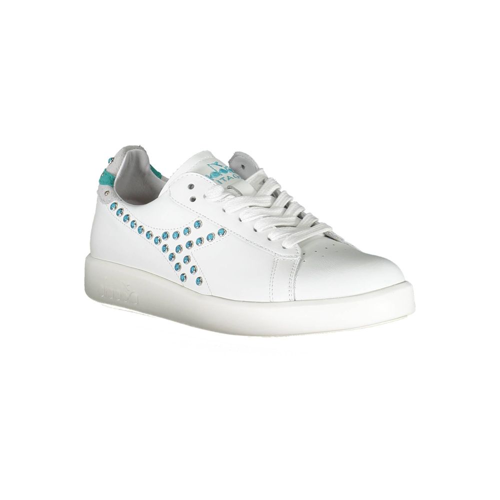 Diadora White Fabric Sneaker - Sports Shoes with Laces