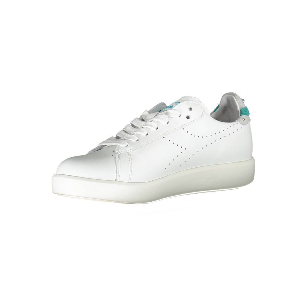 Diadora White Fabric Sneaker - Sports Shoes with Laces