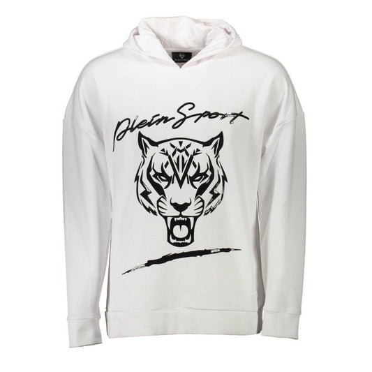 Plein Sport White Cotton Hooded Sweatshirt