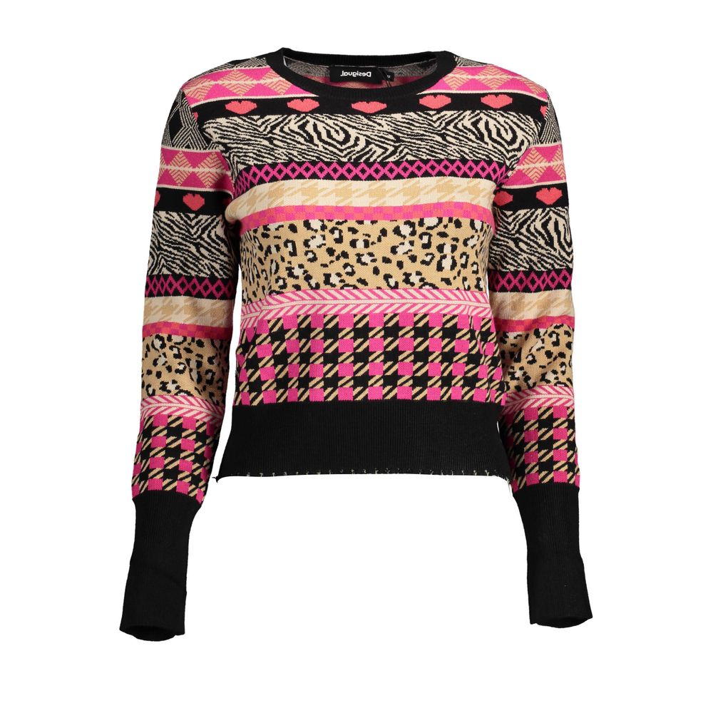 Desigual Black Polyester Sweater: Embrace Bold Style