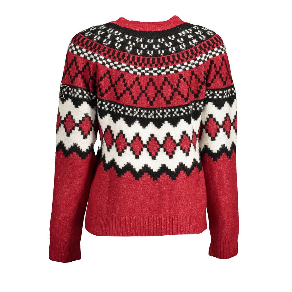 Desigual Red Polyester Sweater with High Collar