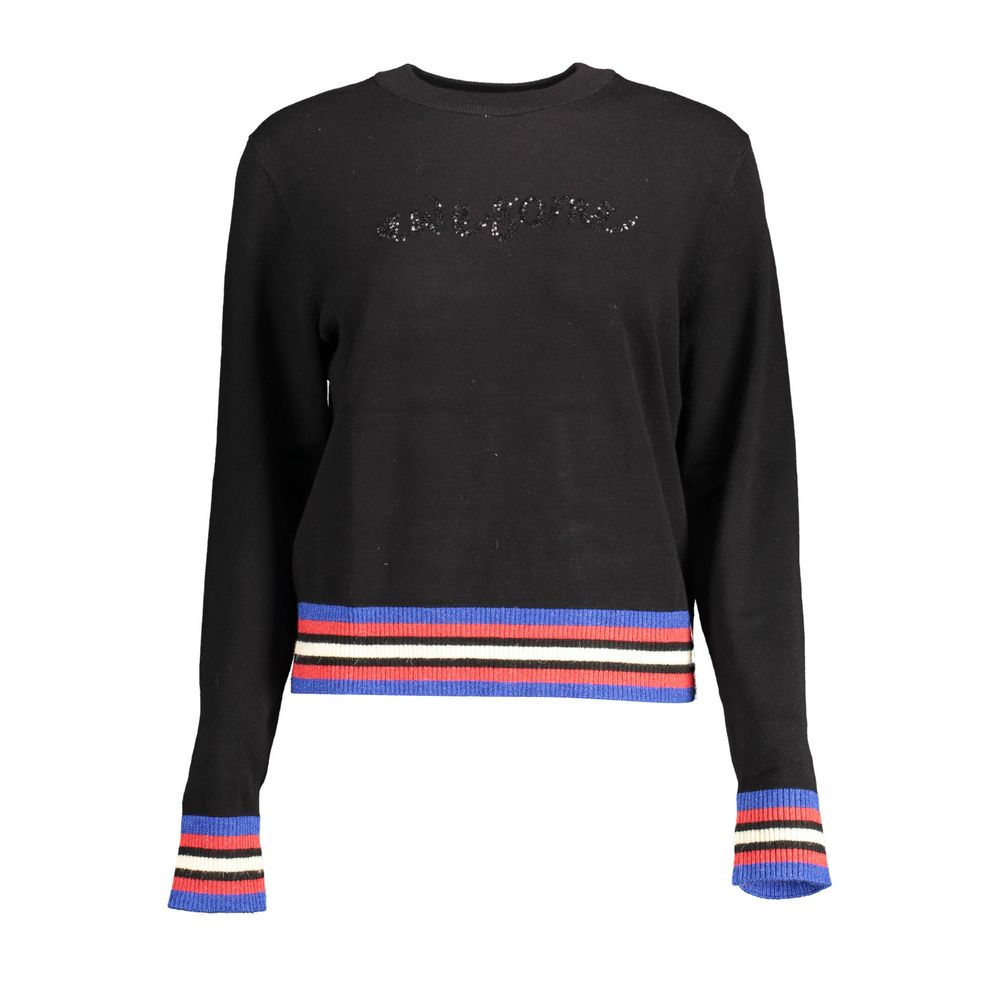 Desigual Black Polyester Sweater with Contrasting Details