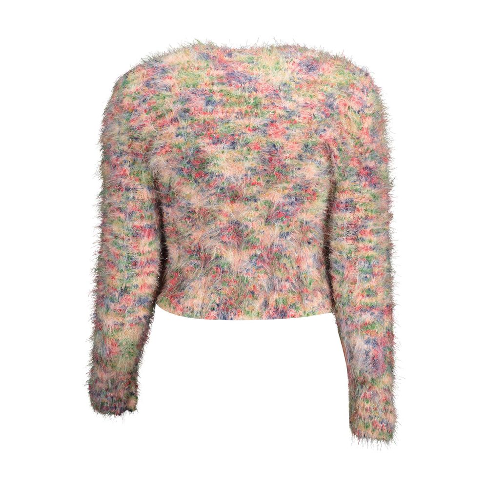 Desigual Pink Cotton Sweater with Contrasting Details