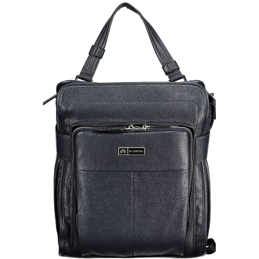 La Martina Blue Faux Leather Backpack
