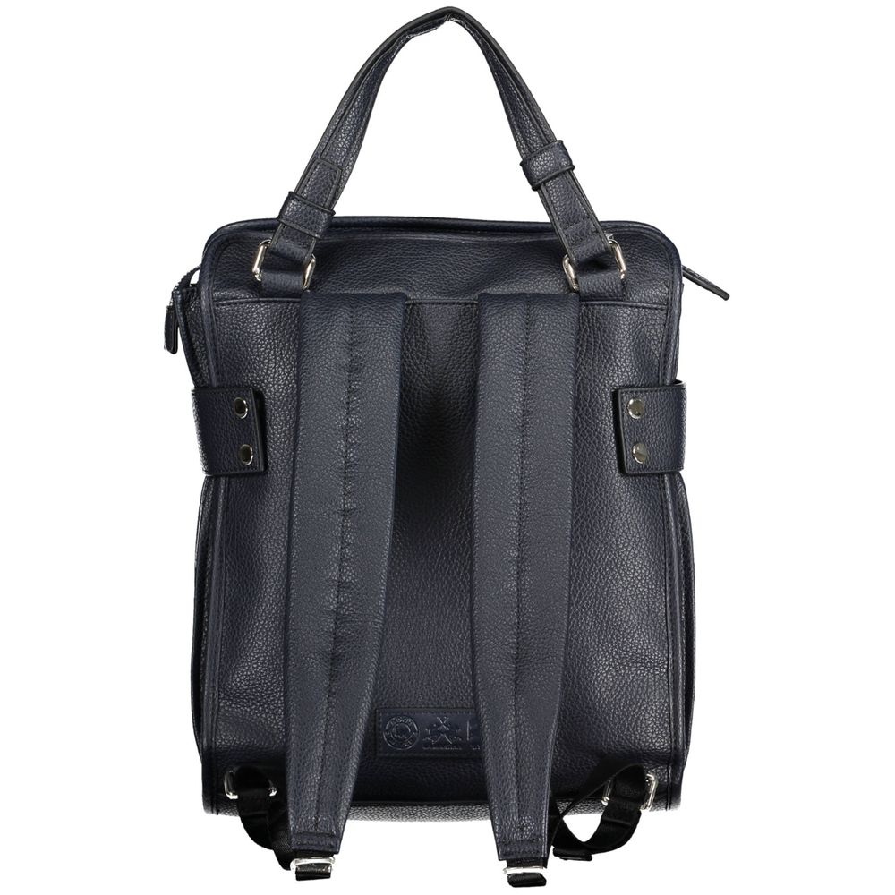 La Martina Blue Faux Leather Backpack