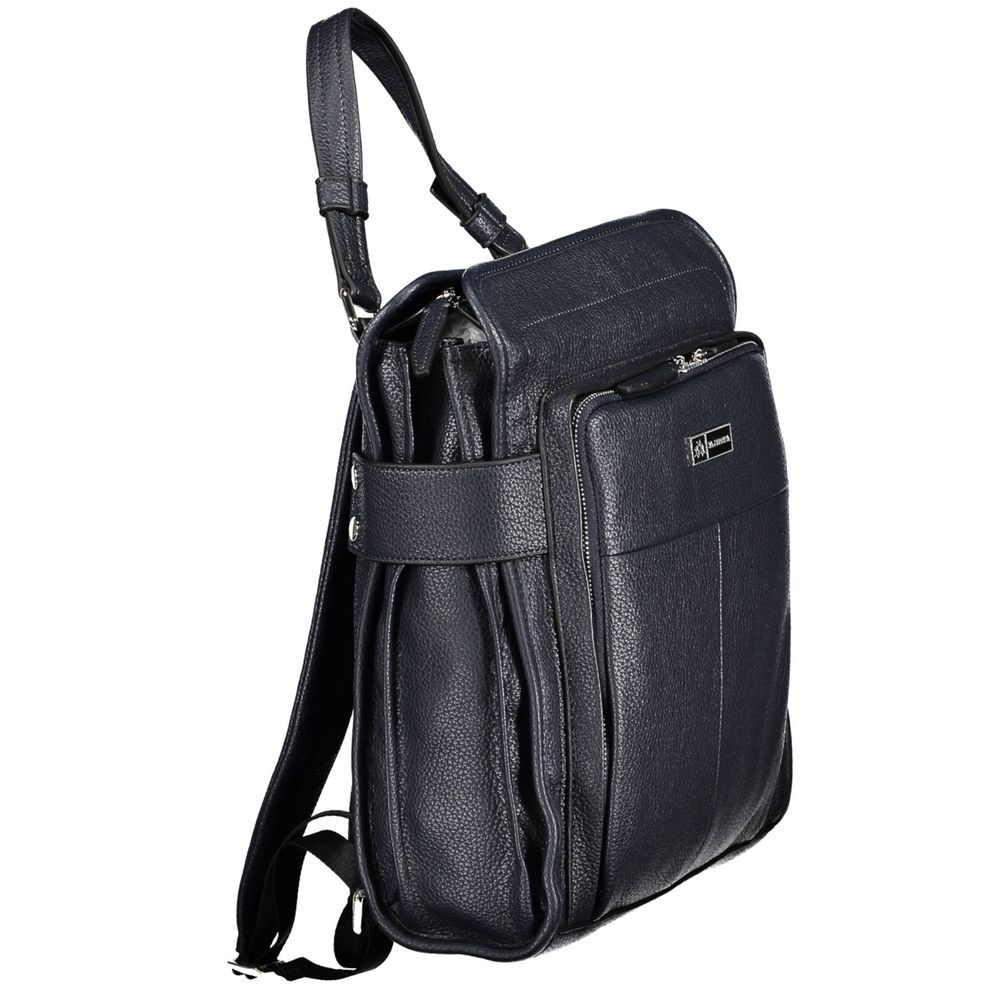 La Martina Blue Faux Leather Backpack