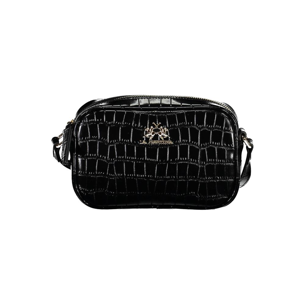 La Martina Black Faux Leather Handbag