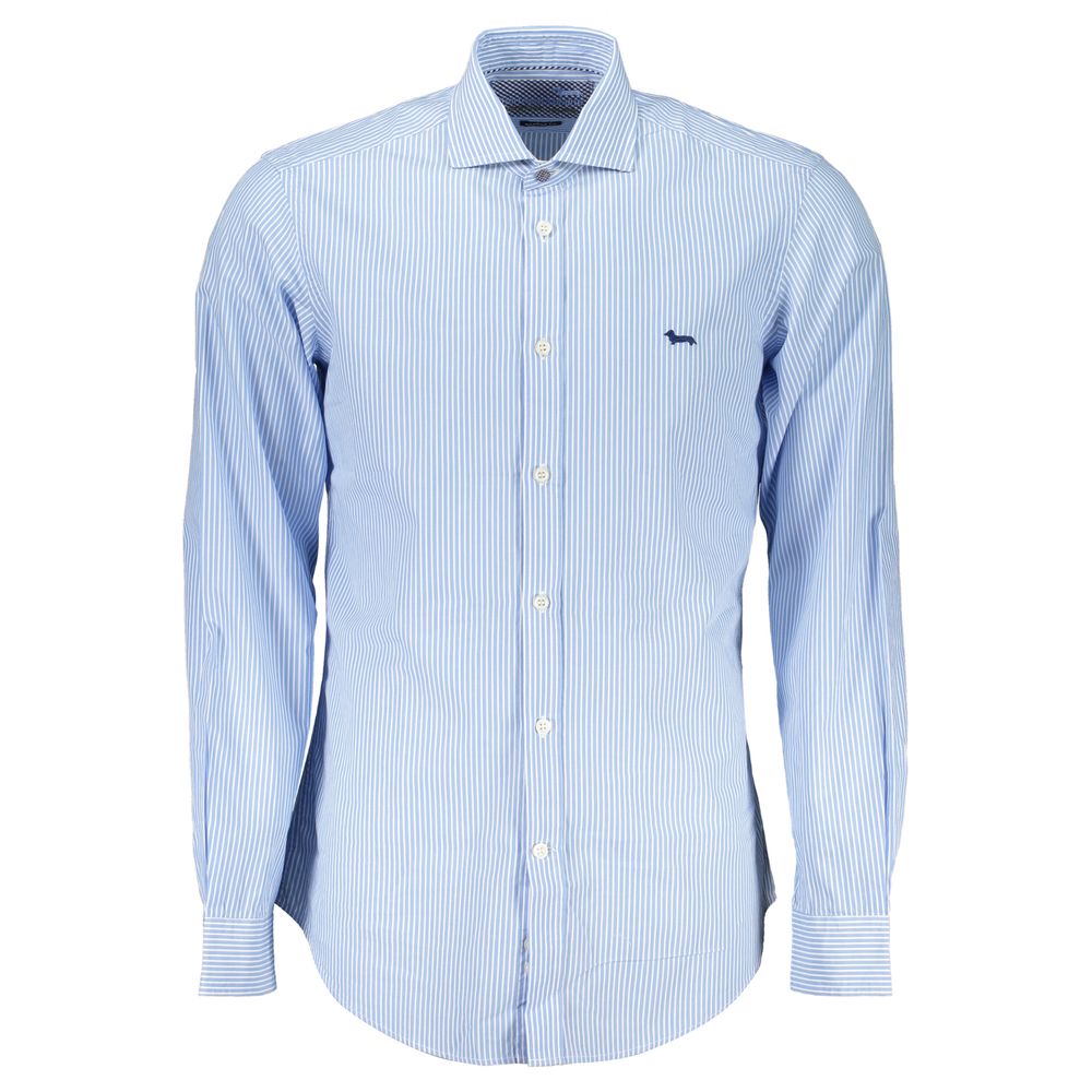 Harmont & Blaine Blue Cotton Shirt - Striped Elegance