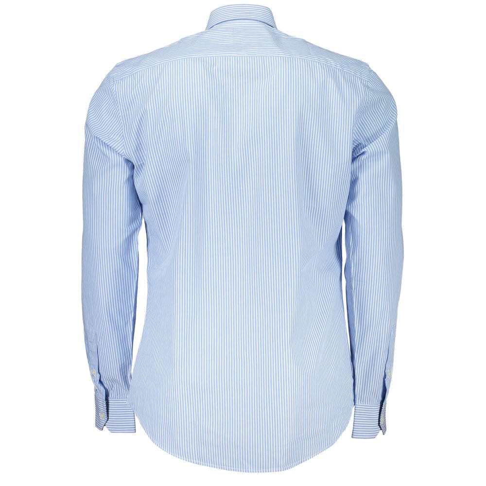 Harmont & Blaine Blue Cotton Shirt - Striped Elegance