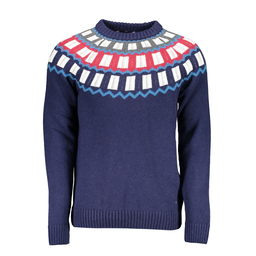 Gant Blue Wool Sweater with Contrast Details