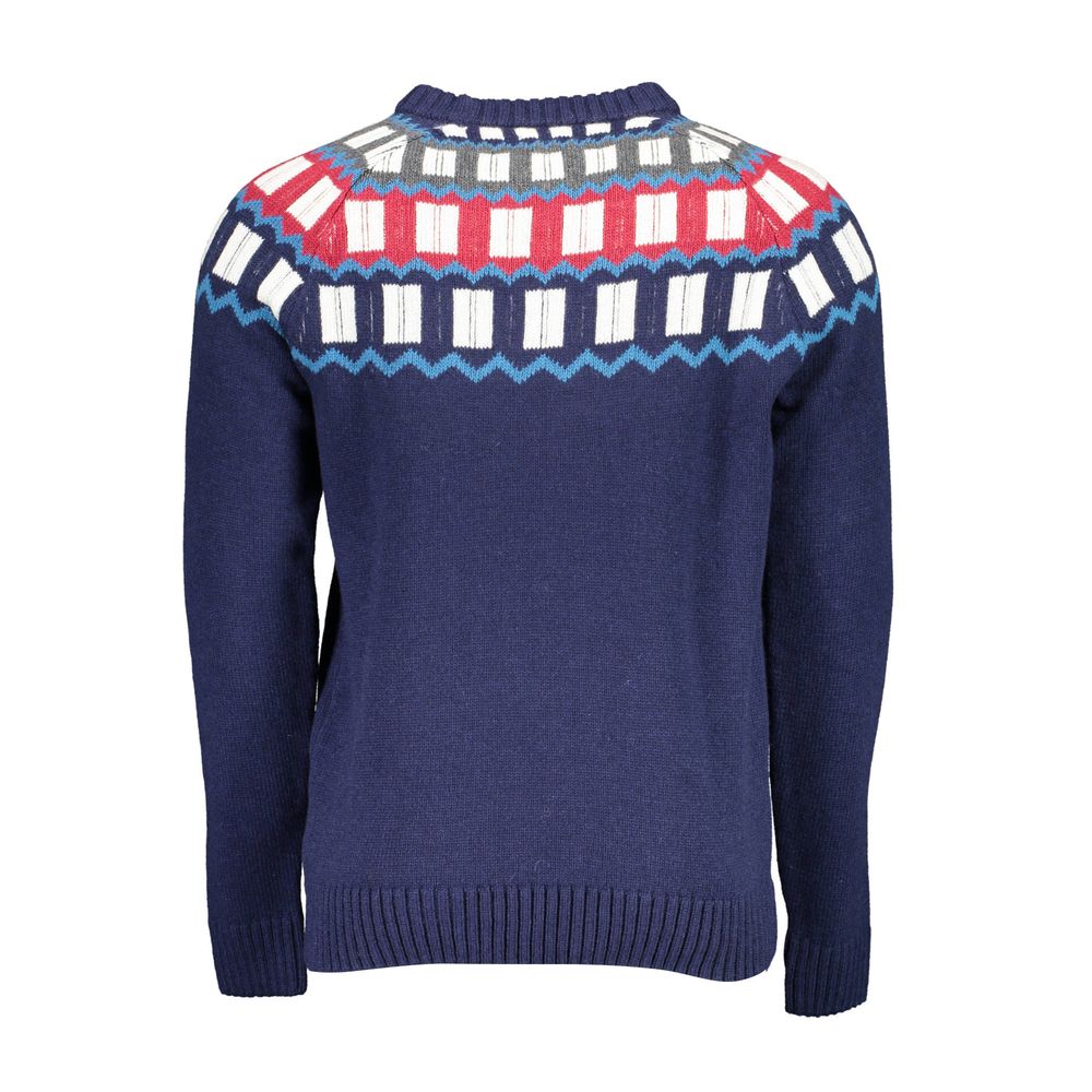 Gant Blue Wool Sweater with Contrast Details