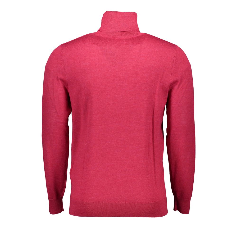 Gant Red Wool Sweater - Long Sleeved Turtleneck with Logo