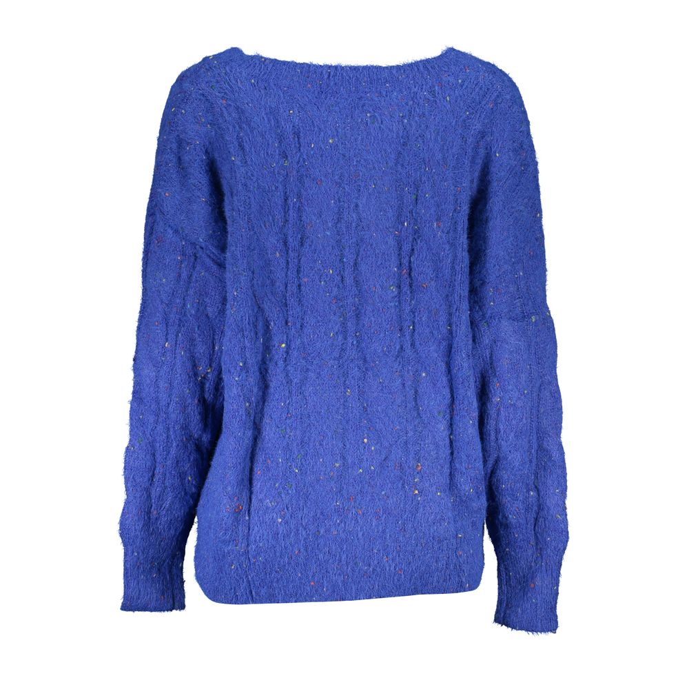 Desigual Blue Polyester Sweater with Contrast Details