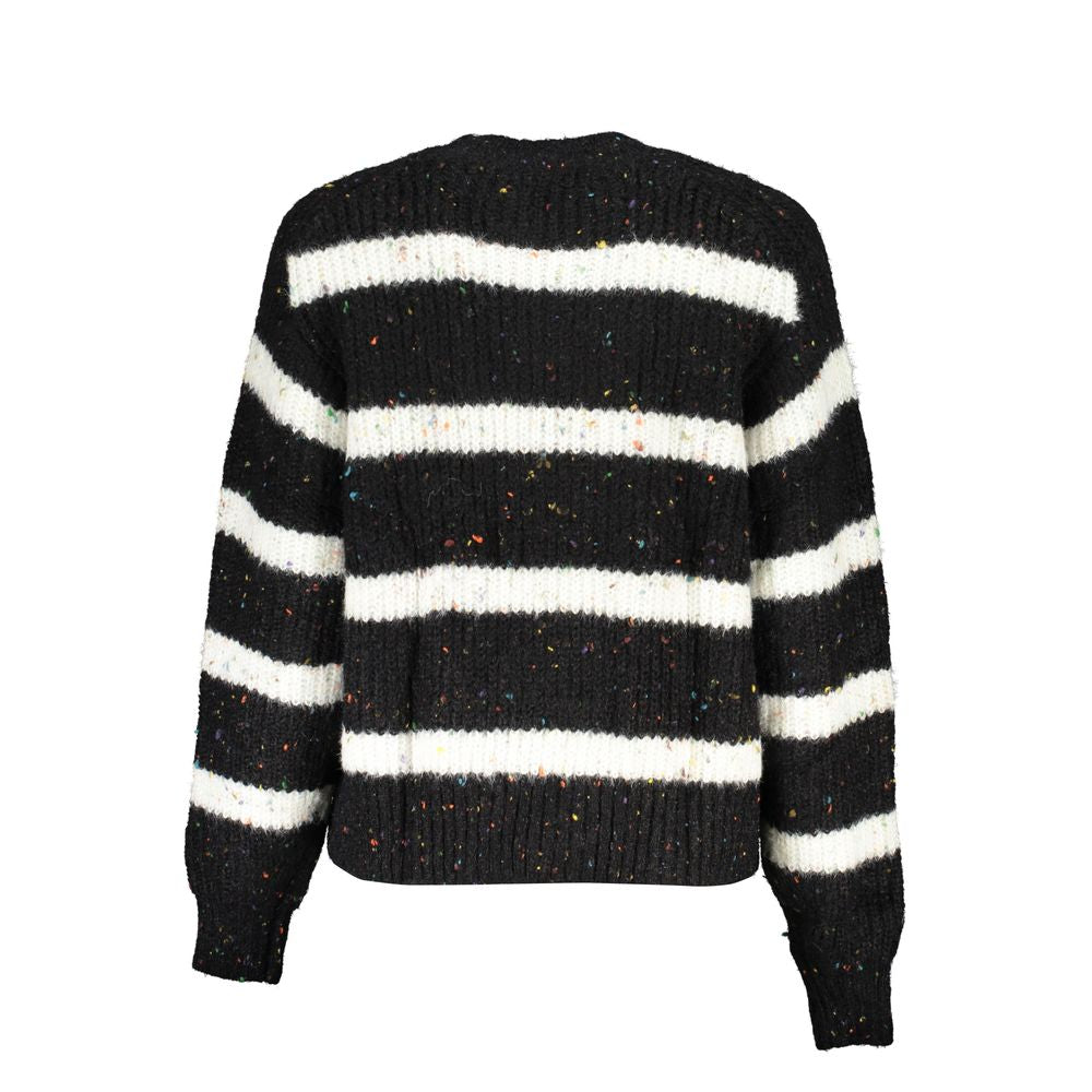Desigual Black Polyester Turtleneck Sweater with Contrast Details